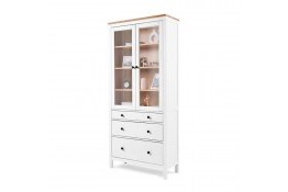 Шкаф для посуды/витрина 23 Кантри массив сосны (HEMNES) белый/браун