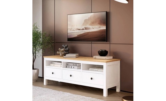 Тумба ТВ 03 Кантри массив сосны (HEMNES) белый/браун