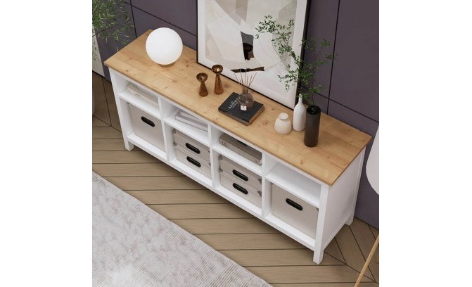 Тумба ТВ 03 Кантри массив сосны (HEMNES) белый/браун