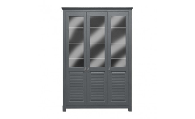 Шкаф со стеклом Рауна 30 из массива сосны (графит)