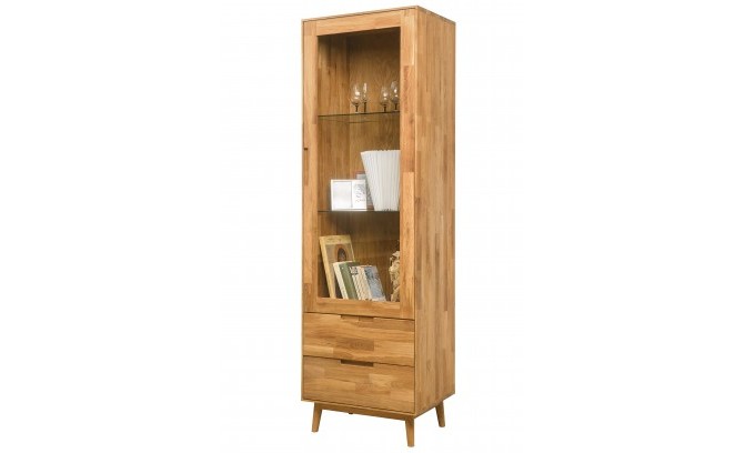 Шкаф с витриной СКАНДИ 1 из массива дуба