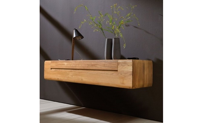 Шкаф навесной из массива дуба под ТВ FAINA