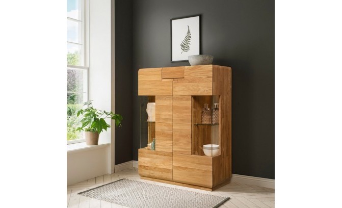 Шкаф с витриной из массива дуба FAINA 2.1