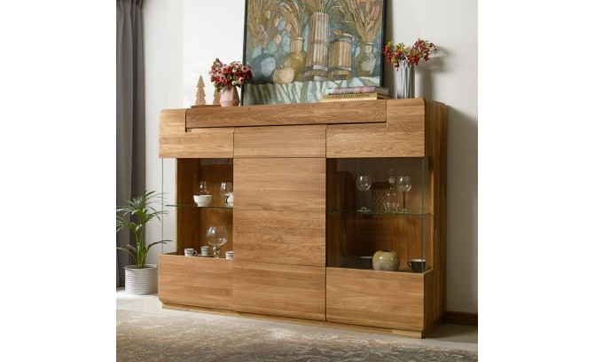 Шкаф с витриной из массива дуба FAINA 3