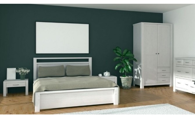 Кровать двуспальная Фьорд 160x200 (белый воск)