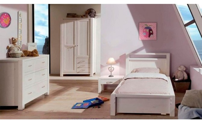 Комод Фьорд 03 массив сосны (белый воск)