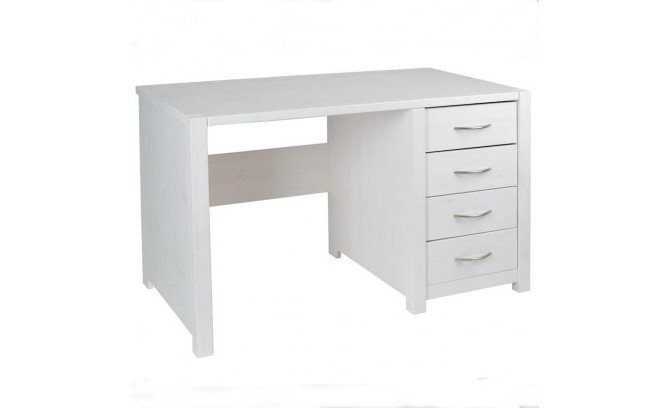 Стол письменный с ящиками Фьорд массив сосны (белый воск)