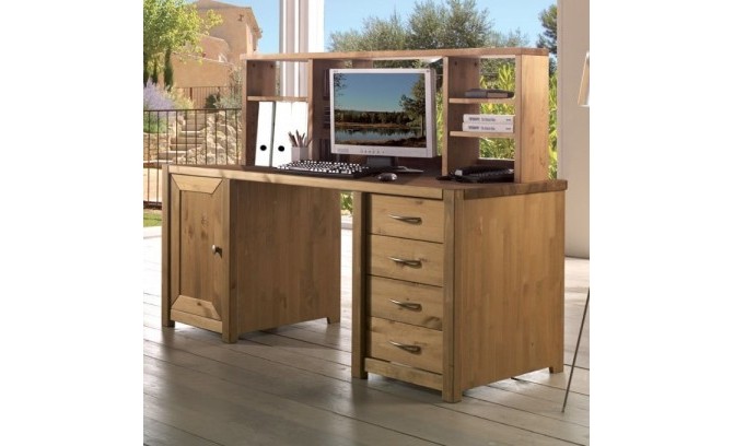 Стол письменный двухтумбовый Фьорд массив сосны (бейц масло)