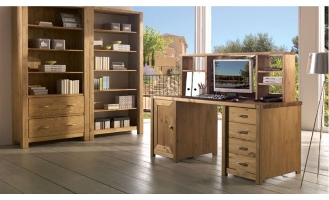 Стол письменный двухтумбовый Фьорд массив сосны (бейц масло)