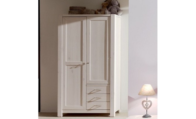Шкаф для одежды Фьорд 113 массив сосны (белый воск)