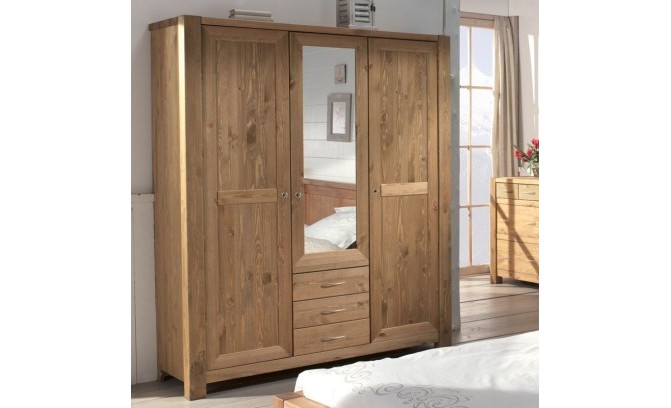 Шкаф для одежды Фьорд 123 массив сосны (бейц масло)