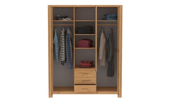 Шкаф для одежды Фьорд 123 массив сосны (бейц масло)