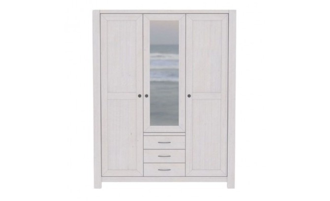 Шкаф для одежды Фьорд 123 массив сосны (белый воск)