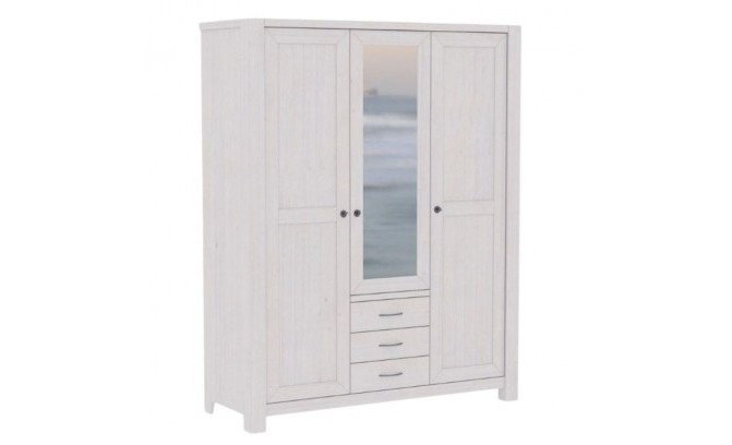 Шкаф для одежды Фьорд 123 массив сосны (белый воск)