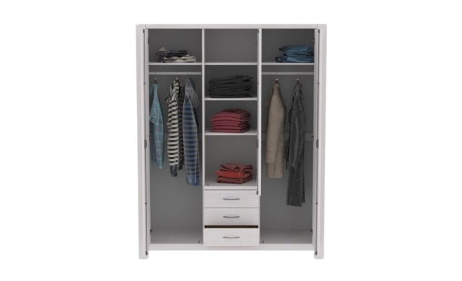 Шкаф для одежды Фьорд 123 массив сосны (белый воск)