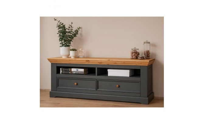 Тумба ТВ 02 Антарес массив сосны (графит/бейц-масло)