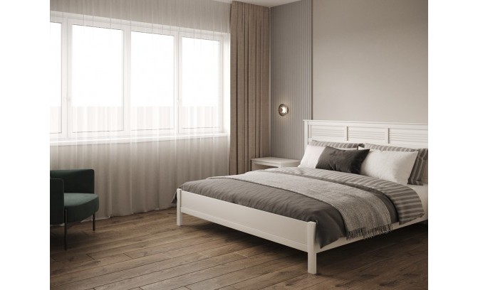 Кровать 180 Н Рауна из массива сосны (белый воск)