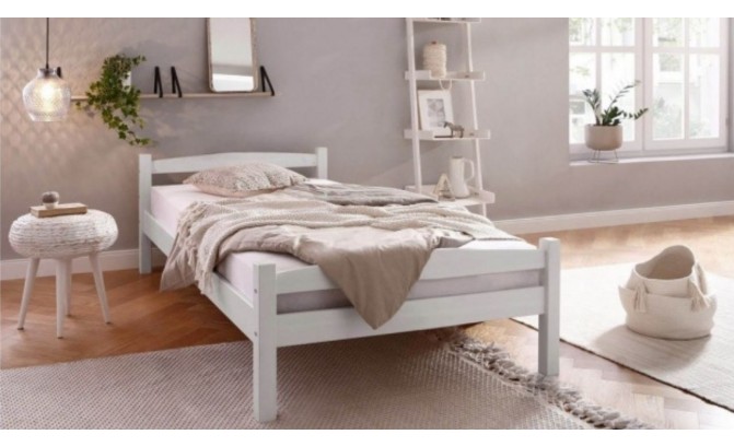 Кровать односпальная массив сосны Гольф 90х200 (белый воск)