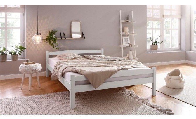 Кровать из массива сосны Гольф 140х200 (белый воск)