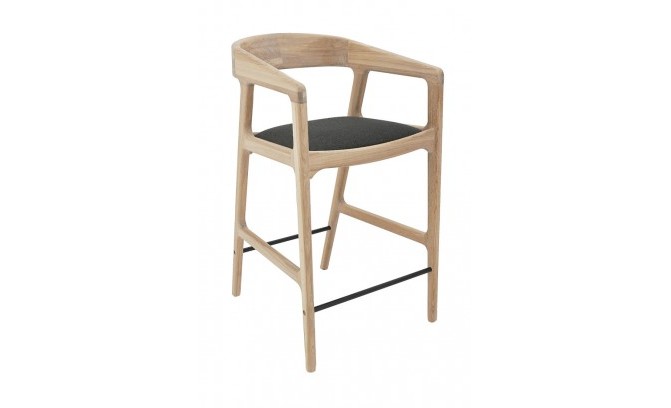 Стул полубарный из массива дуба "Quadro" с мягким элементом из текстиля и экокожи