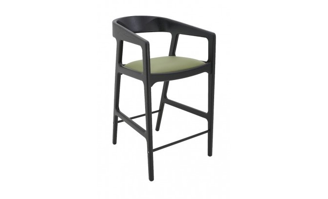 Стул полубарный из массива дуба "Quadro" с мягким элементом из текстиля и экокожи