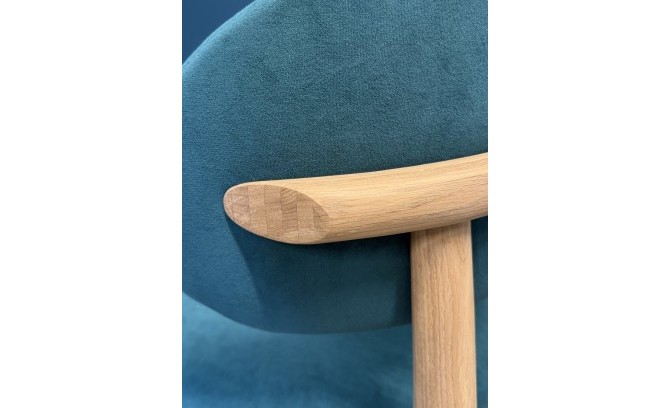 Стул барный из массива дуба "Essen" с мягким элементом из текстиля