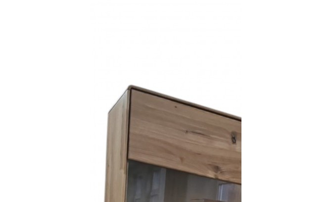 Шкаф со стеклом широкий из массива дуба под заказ