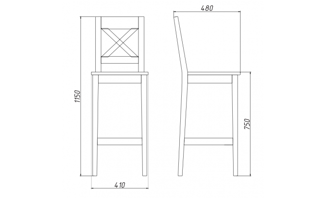 Стул барный массив дуба Баррура