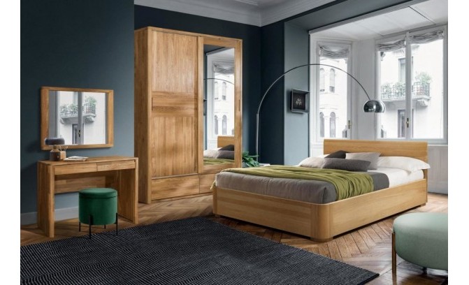 Кровать LAUSANNE 140/200 из массива дуба с нишей