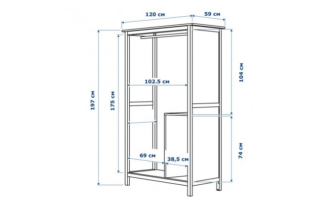 Шкаф для одежды 20SW Кантри массив сосны (HEMNES) блэк