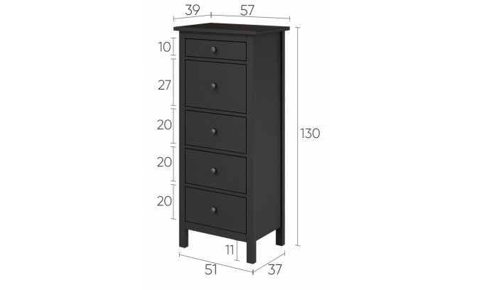 Комод Кантри 05 массив сосны (HEMNES) (черный)